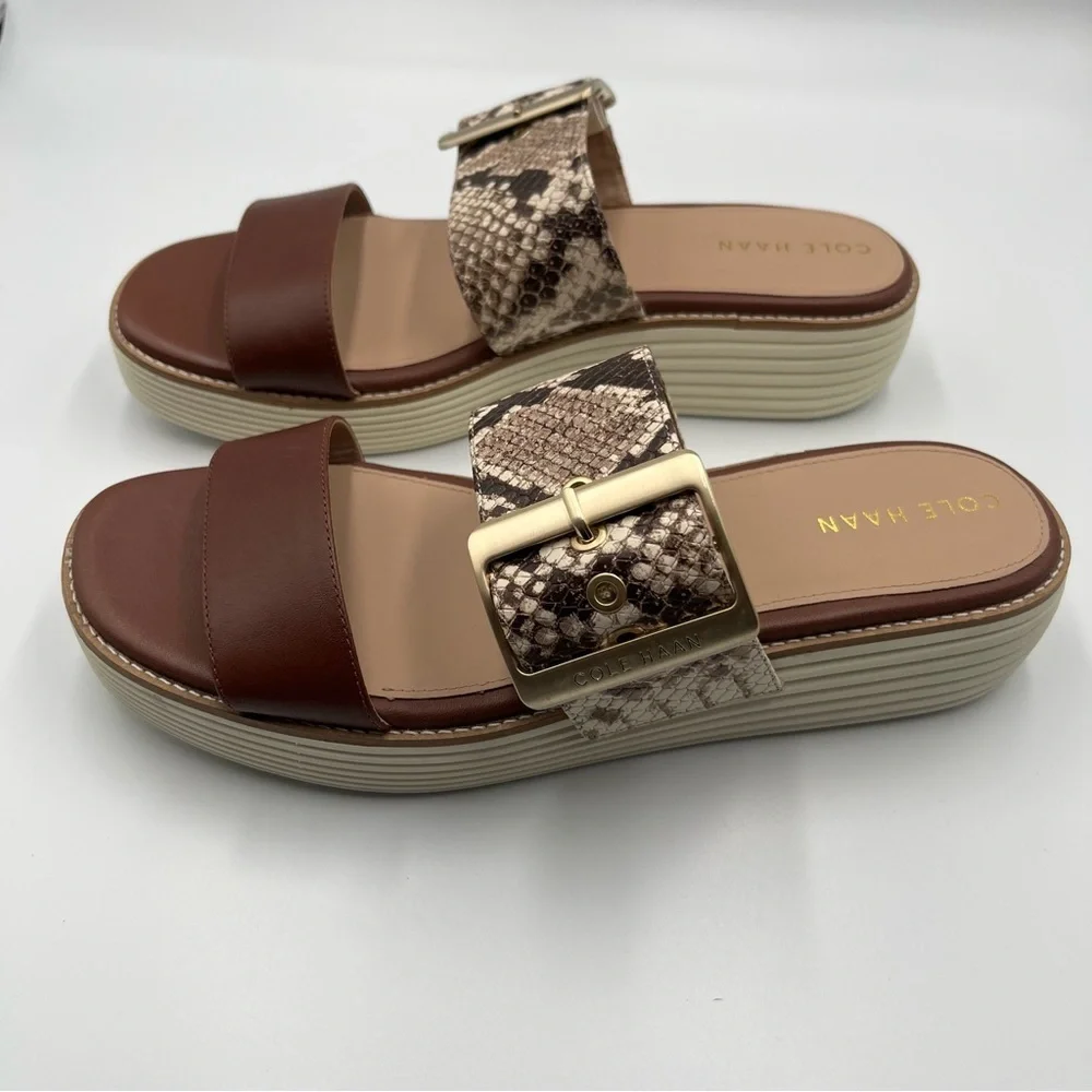 COLE HAAN Original Grand OG Platform Sandal Sandollar Snake Print Sz 9